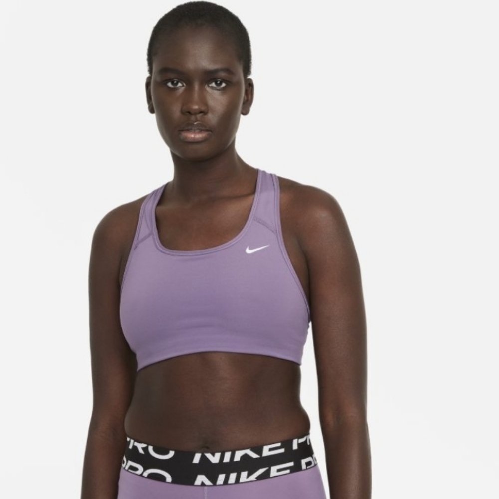 Nike Training Swoosh Mid Support Sports Bra in Purple
